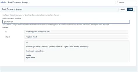 freshservice email commands